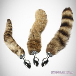 Fox Tail Brown Plated Metal Anal Plugs AD-020