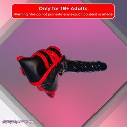 Black Red Edge Leather Harness Lesbian Strapon SO-025